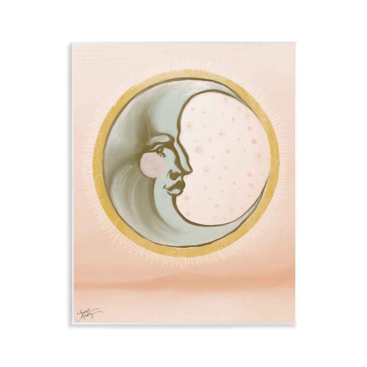 Stupell Industries Moon Face in Circle Wall Plaque Art Design by Elizabeth Medley